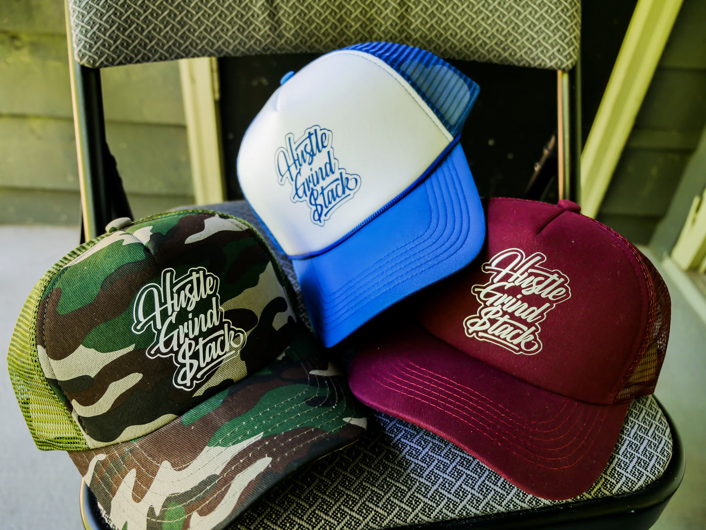 Hustle,Grind, Stack -Trucker Hats