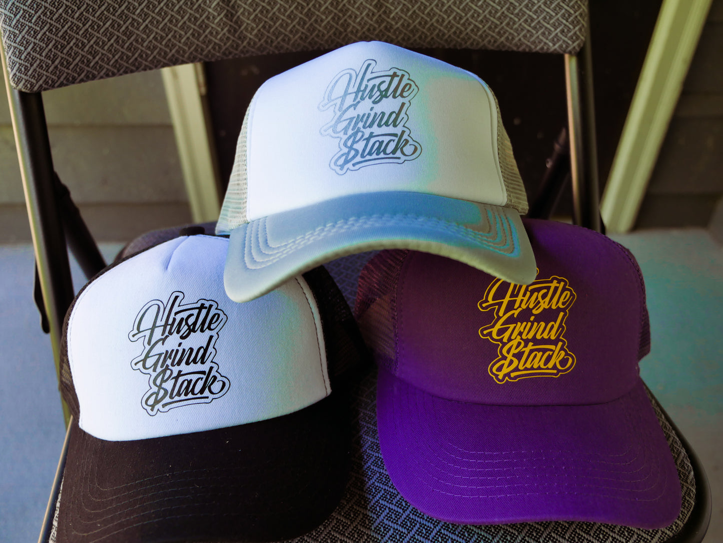 Hustle,Grind, Stack -Trucker Hats